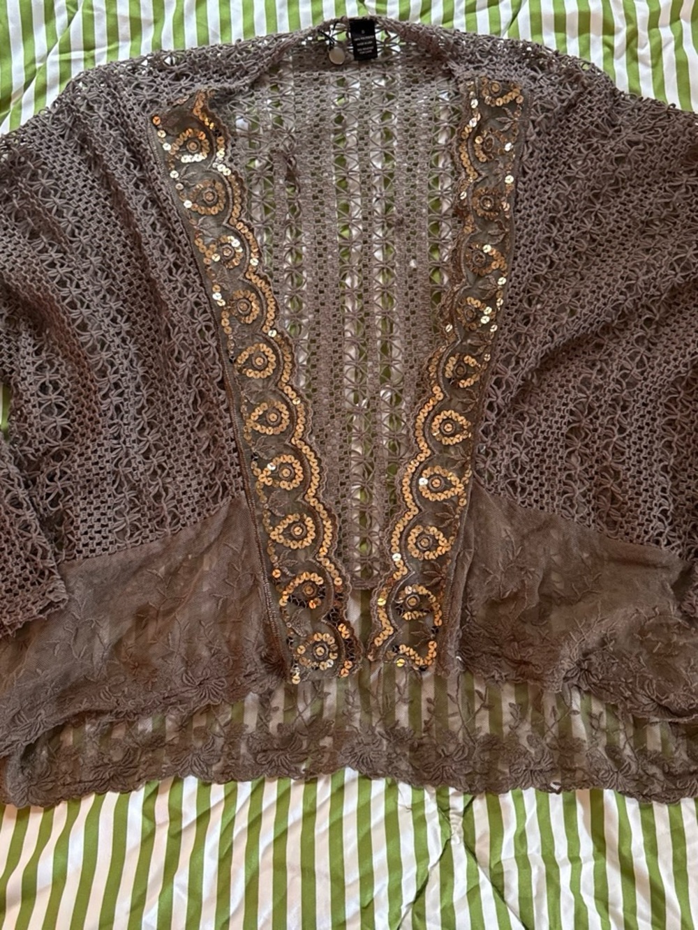 BKE Sequin Lace Sweater Cardigan